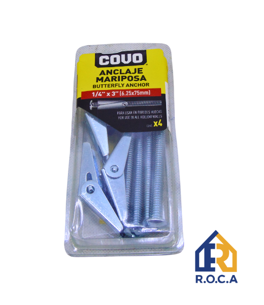 RAMPLUG MARIPOSA CROMANDO C/TORNI 1/4  PQTE 4 PZAS